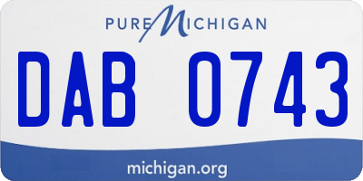 MI license plate DAB0743