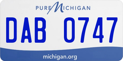 MI license plate DAB0747
