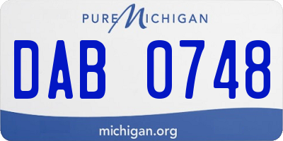 MI license plate DAB0748