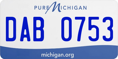 MI license plate DAB0753