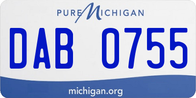 MI license plate DAB0755