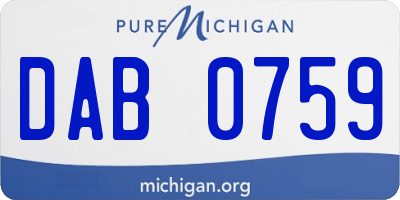 MI license plate DAB0759