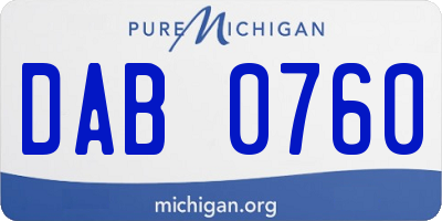 MI license plate DAB0760