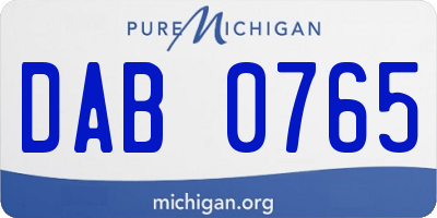 MI license plate DAB0765