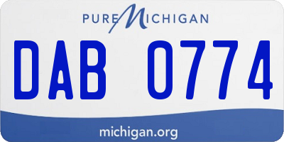 MI license plate DAB0774