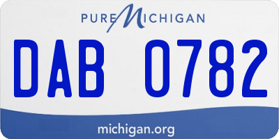 MI license plate DAB0782