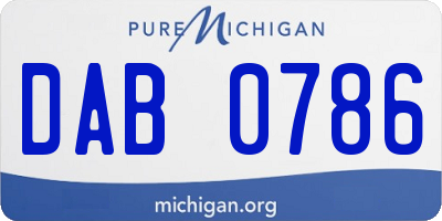 MI license plate DAB0786