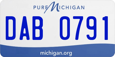 MI license plate DAB0791