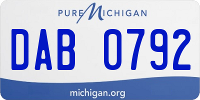 MI license plate DAB0792