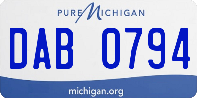 MI license plate DAB0794