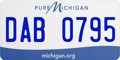 MI license plate DAB0795
