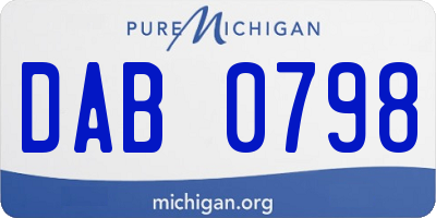 MI license plate DAB0798