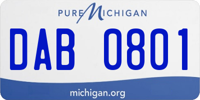 MI license plate DAB0801