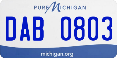 MI license plate DAB0803