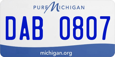 MI license plate DAB0807