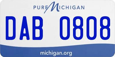 MI license plate DAB0808