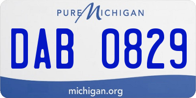 MI license plate DAB0829