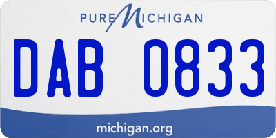 MI license plate DAB0833