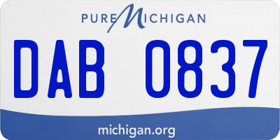 MI license plate DAB0837