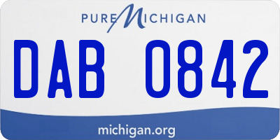 MI license plate DAB0842