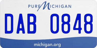 MI license plate DAB0848