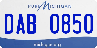 MI license plate DAB0850