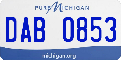 MI license plate DAB0853