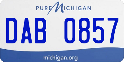 MI license plate DAB0857