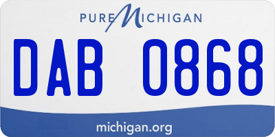 MI license plate DAB0868