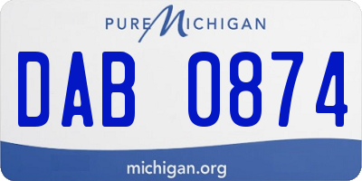 MI license plate DAB0874