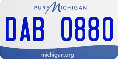 MI license plate DAB0880