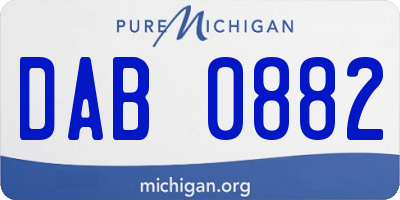 MI license plate DAB0882