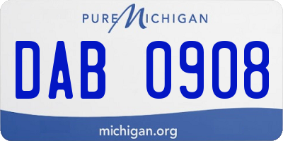 MI license plate DAB0908