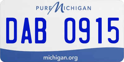 MI license plate DAB0915