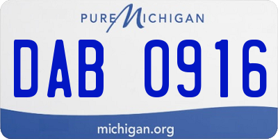 MI license plate DAB0916