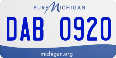 MI license plate DAB0920