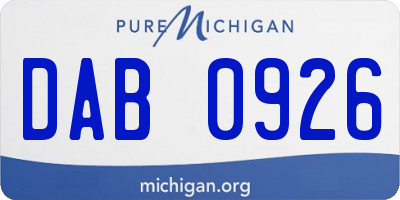 MI license plate DAB0926