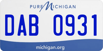 MI license plate DAB0931