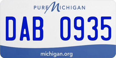 MI license plate DAB0935