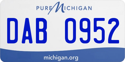 MI license plate DAB0952