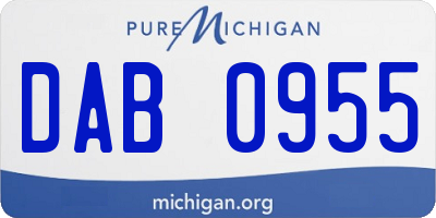 MI license plate DAB0955