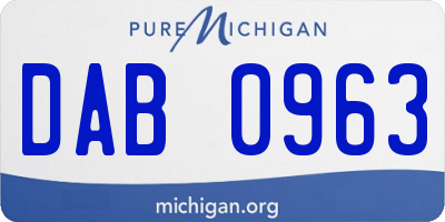 MI license plate DAB0963