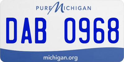 MI license plate DAB0968