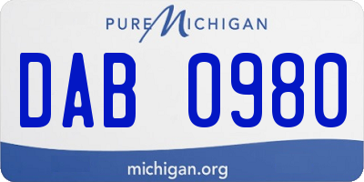 MI license plate DAB0980