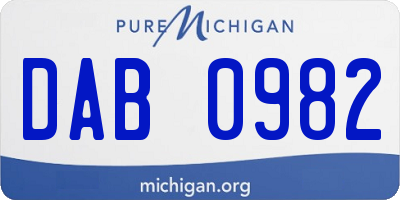 MI license plate DAB0982