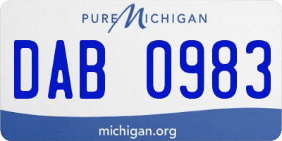 MI license plate DAB0983