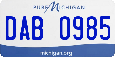 MI license plate DAB0985