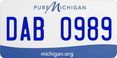 MI license plate DAB0989