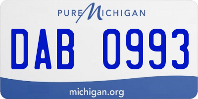 MI license plate DAB0993