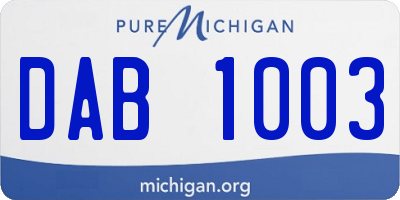 MI license plate DAB1003